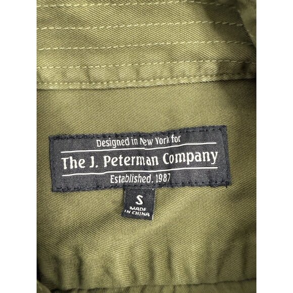 J Peterman Co Mens Shirt Sz Small Field Outdoor Safari Pockets Epaulettes Green - Picture 6 of 10